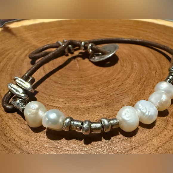 Silpada Freshwater Pearl, Sterling Silver & Braided Leather Necklace & Bracelet - Picture 2 of 16